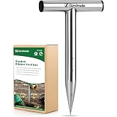 gardmate Stainless Steel Hand Dibber with Depth Markings &amp; T-Handle, Rust-Resistant Bulb Planter Tool for Seeds, Seedlings &amp; Bulbs &ndash; Ergonomic Design for Garden &amp; Lawn