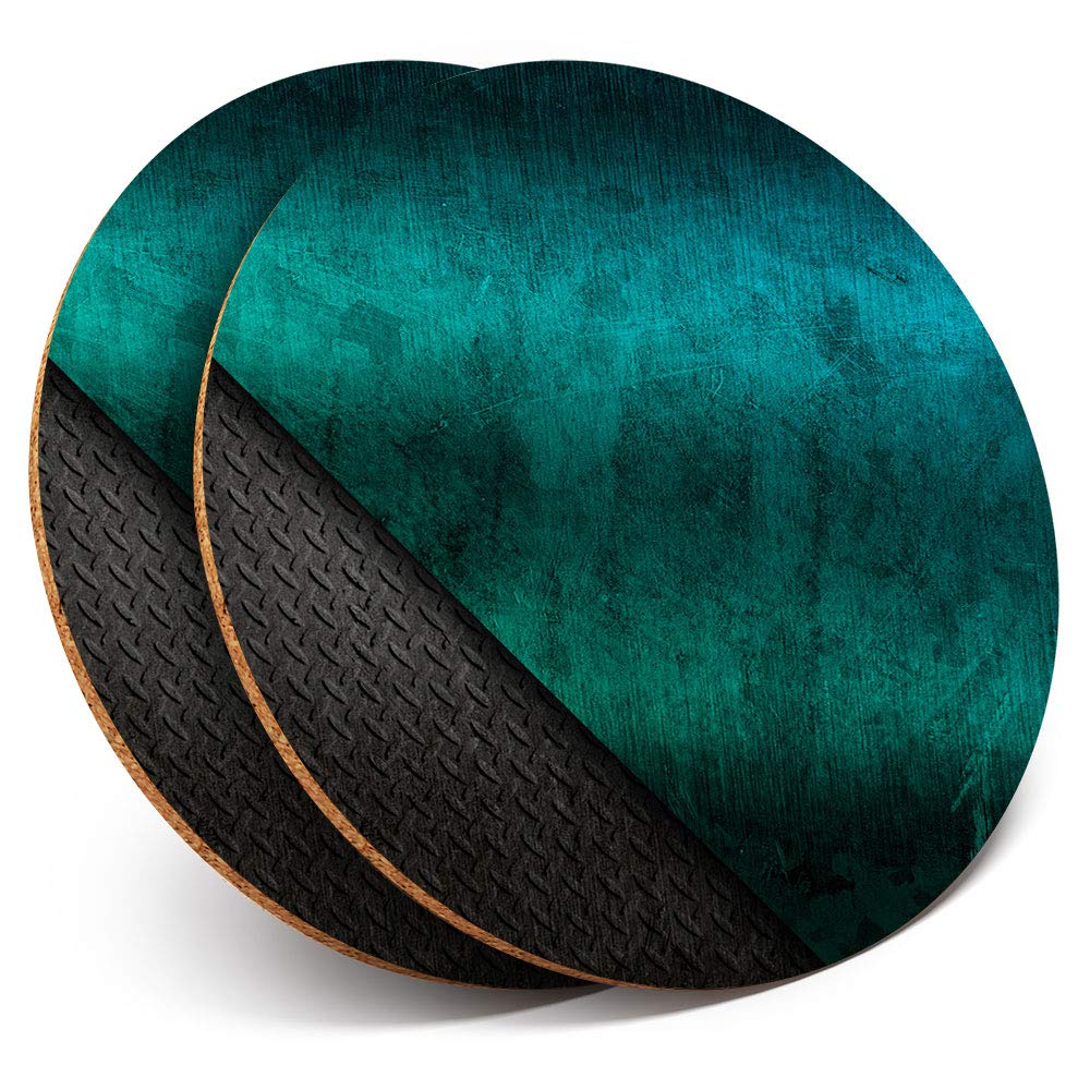 Destination Vinyl ltd 2 x MDF Glossy Top Coasters Round - Dark Green Distressed Style 12952