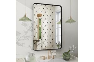 VANLIO 20x30 Black Metal Framed Bathroom Mirror, Matte Black Rectangle Vanity Mirror for Wall, Rounded Corner Modern Farmhouse Mirror, Anti-Rust, Tempered Glass(Horizontally/Vertically)