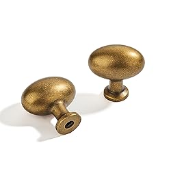 ZAUYX 10 Pack Antique Brass Oval Cabinet Knobs Old