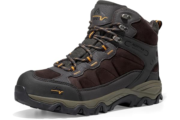 NORTIV 8 Men's Suede Waterproof Trekking Hiking Boots | Wide Fit,Non-Slip,Comfortable,Arch Support Cushioned,Durable,Lightwei