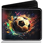 ZHIMEBYE Boys Wallet for Teens, Cool Kids Wallet for Boys Ages 8-10 9-12 11-15, Funny Soccer Leather Bifold Rfid Blocking, Coin Pocket Id Window for Teen Men Youth Guys Birthday Christmas Gifts