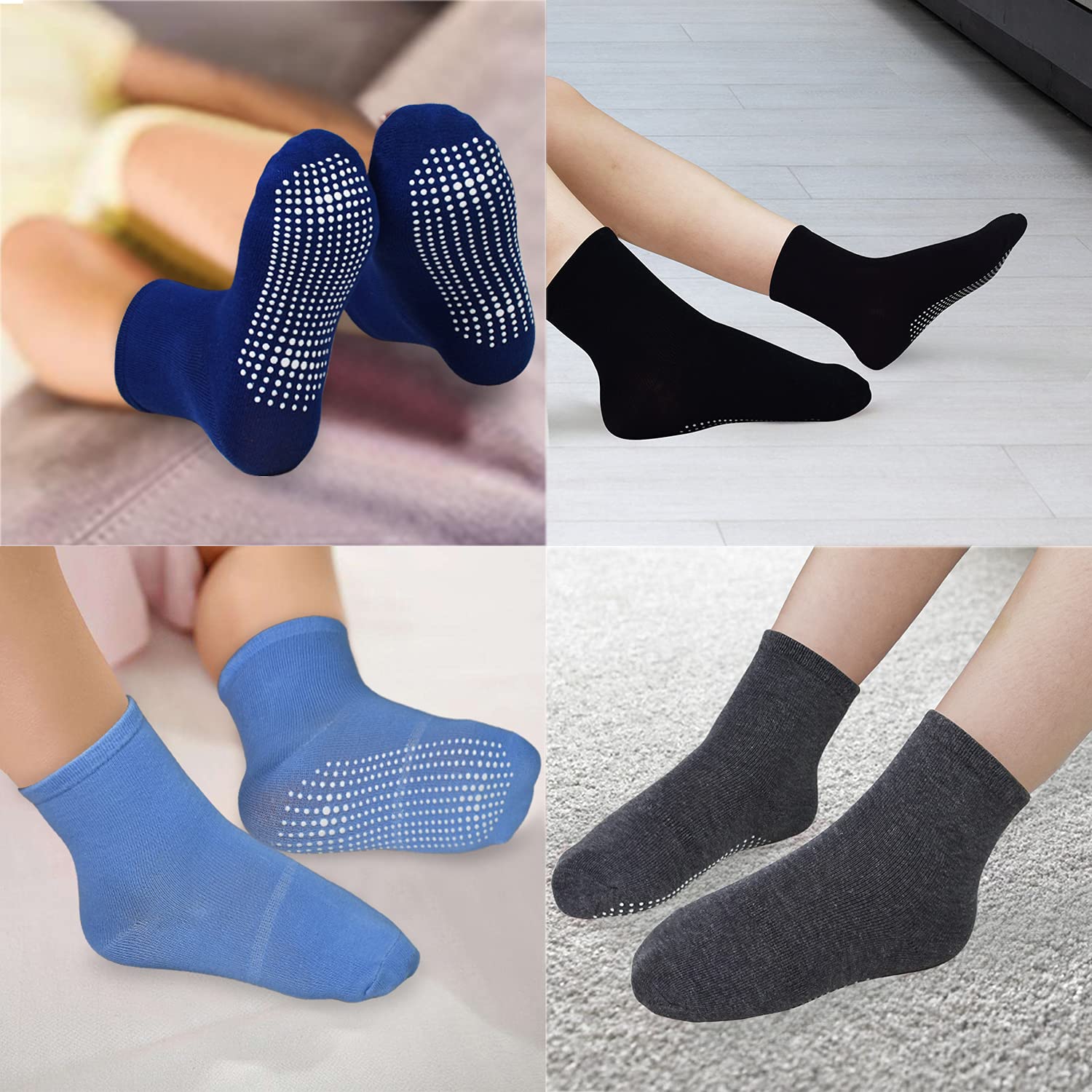 SkiBeaut Toddler Boy Socks- 12 Pairs Kids Grips Non Slip Skids Boys Girls Socks with Grippers for 1-7 Years