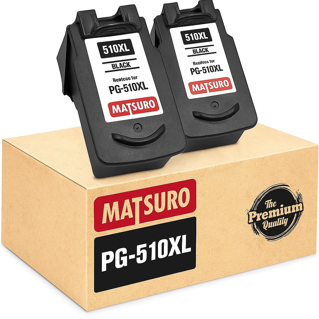 Matsuro PG-510XL PG-510 Compatible Ink Cartridge Replacement for Canon Printers – Black High Capacity (2 BLACK)