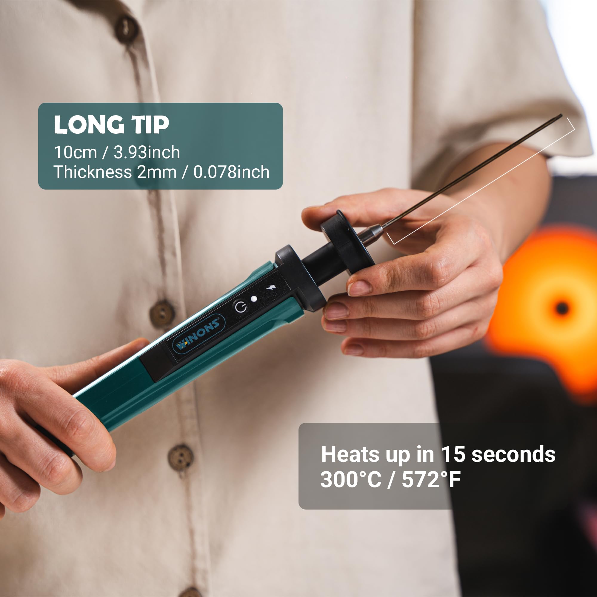 WINONS Styroporschneider Heißdrahtschneider mit Temperaturregler, WFC0010 Styropor Schneider mit 450 °C max Temp. und Breitere Schneidezone, Heißschneider mit Deutschen Standards (15er-Set) 6