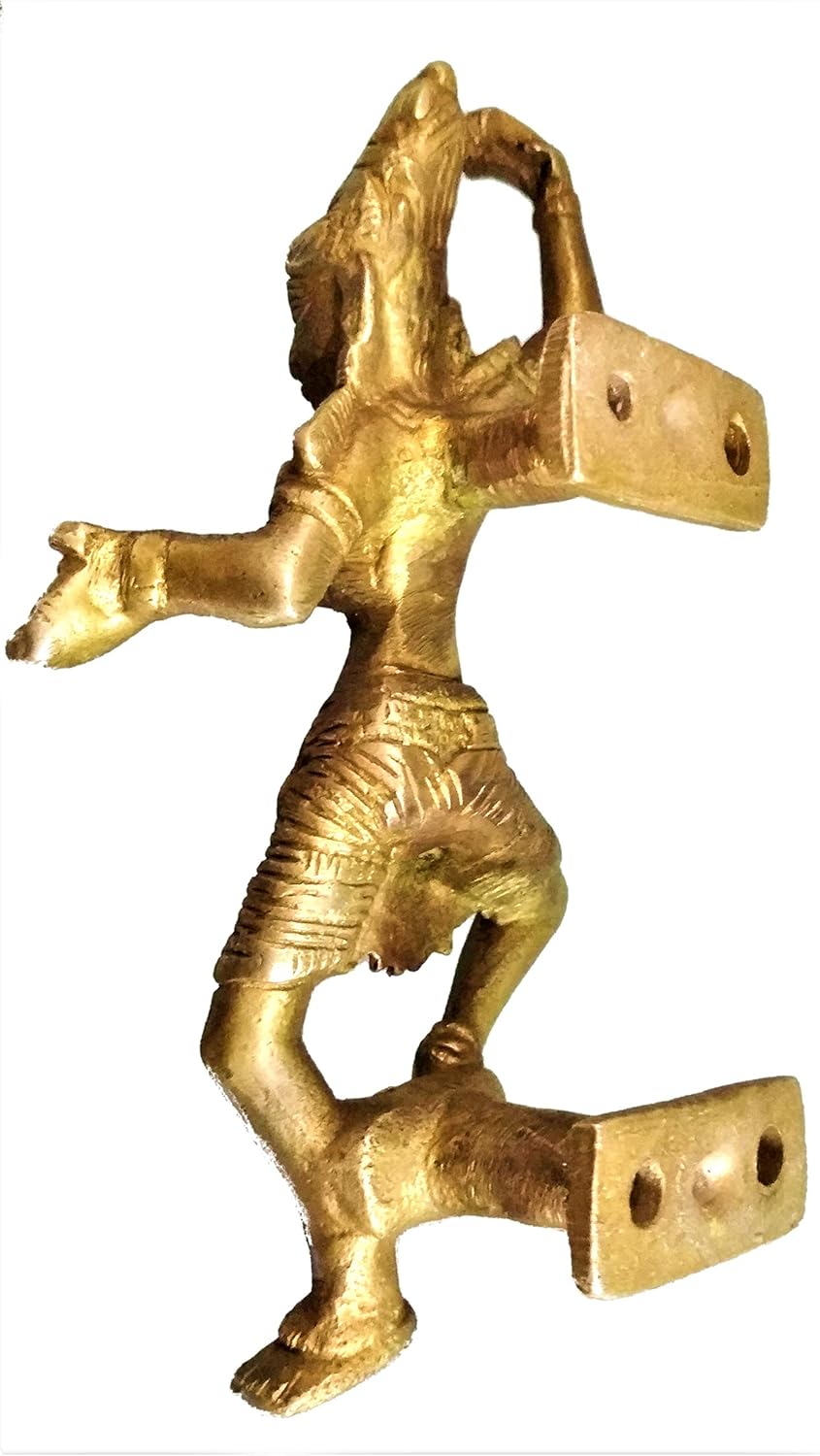 Purpledip Brass Door Handles 'Dancing Diva': Decorative Door/Window/Cupboard Handle (10822A), Golden, Standard - Image 4
