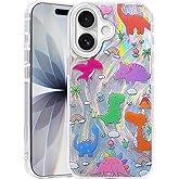 Casegis Compatible with iPhone 17 Case,with [Soft Slim][Camera Protection] Cute Kawaii Shiny Aesthetic Phone Cover Anti-Yellowing Shockproof Protective Cover for Women Girl-Dinosaurs
