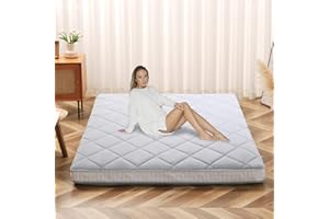 Begonia.K Japanese Floor Mattress Futon Mattress, Thicken Sleeping Pad Roll Up Mattress Tatami Mat, Foldable & Portable Guest Bed Camping Mattress with Storage Bag, Twin Full Queen
