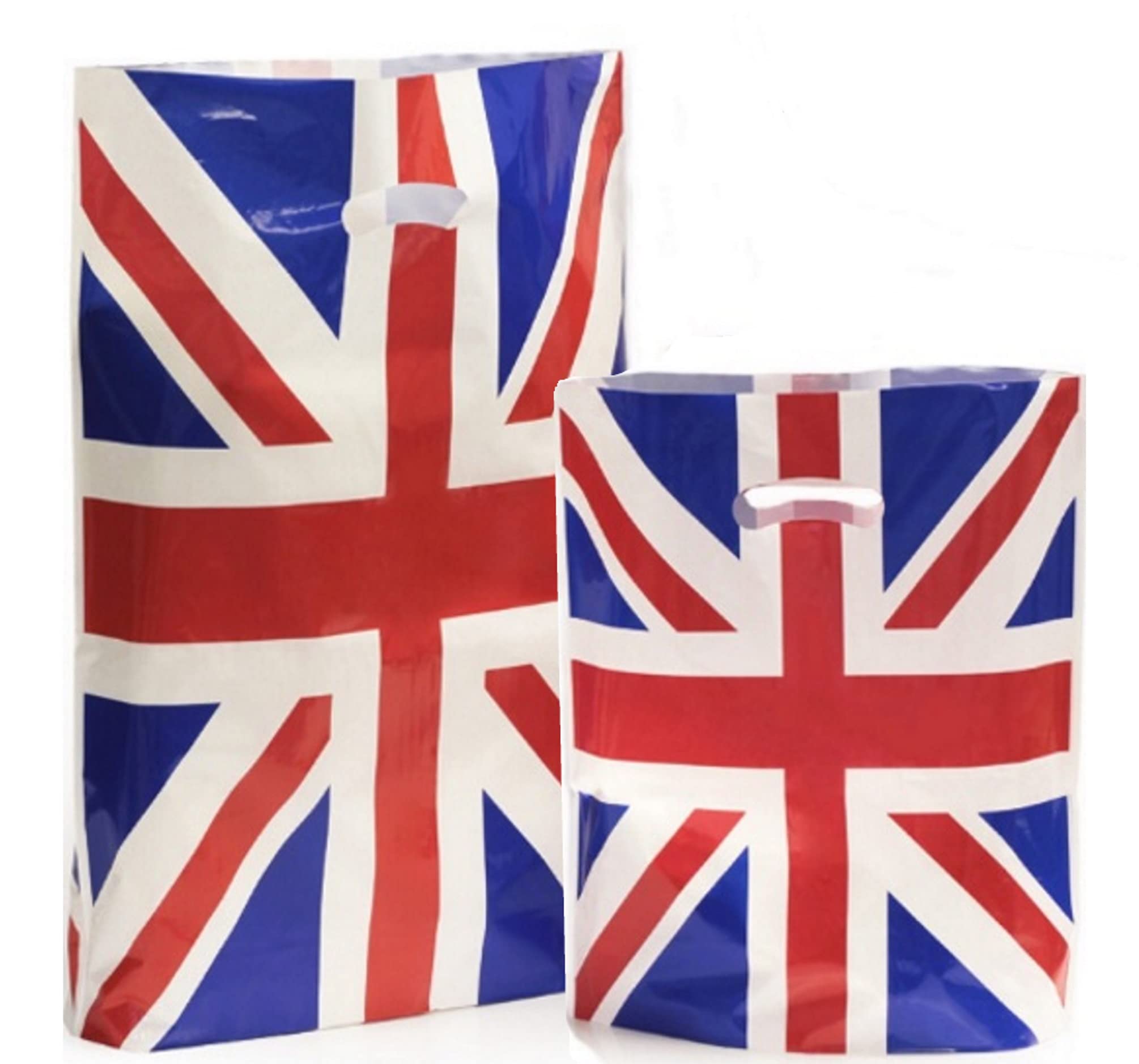 Union Jack Plastic Bags Gift Shop Carrier Bag Jubilee Party - Small & Large (Large 10)