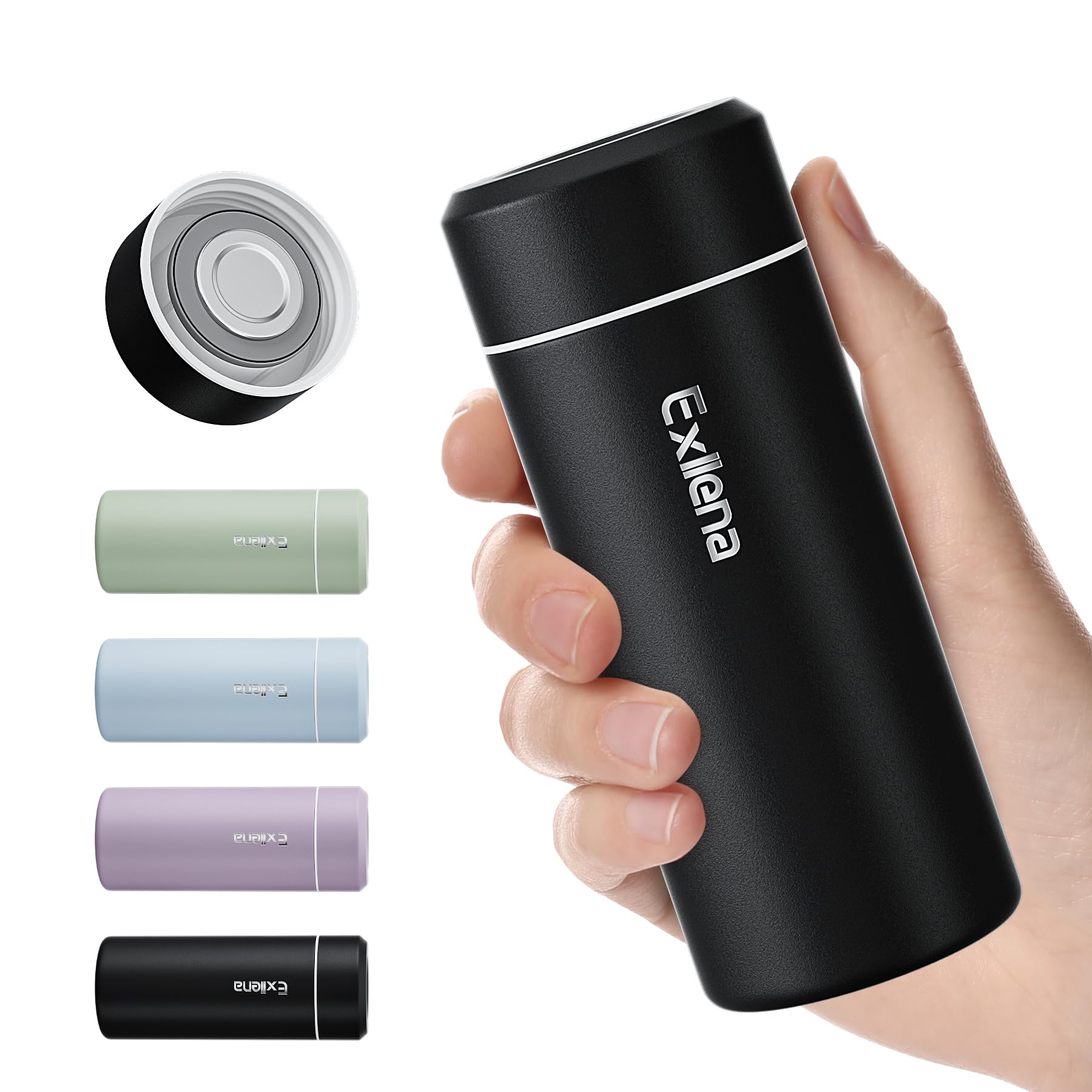 Photo 1 of ?Upgraded?Exllena Small Insulated Water Bottle 8 oz/250ml– Mini Insulated Water Bottle for Hot & Cold Drinks, Perfect Small Water Bottle for Travel, Purse...(Black)