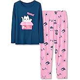 Tebbis Cute Cat Pajamas for Girls Modal Fiber Long Sleeve & Pants Pj Set Tween Size 6-18