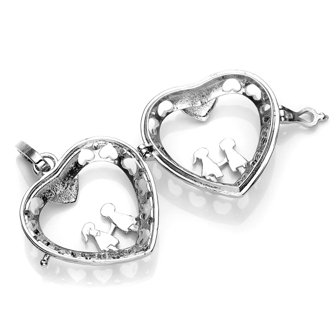 JOVIVI Aromatherapie Schmuck Herz-Anhänger Ätherische Öle Parfum Diffusor Kette Love Liebespaar Medaillon Locket Käfig Anhänger mit 7 Lavasteine