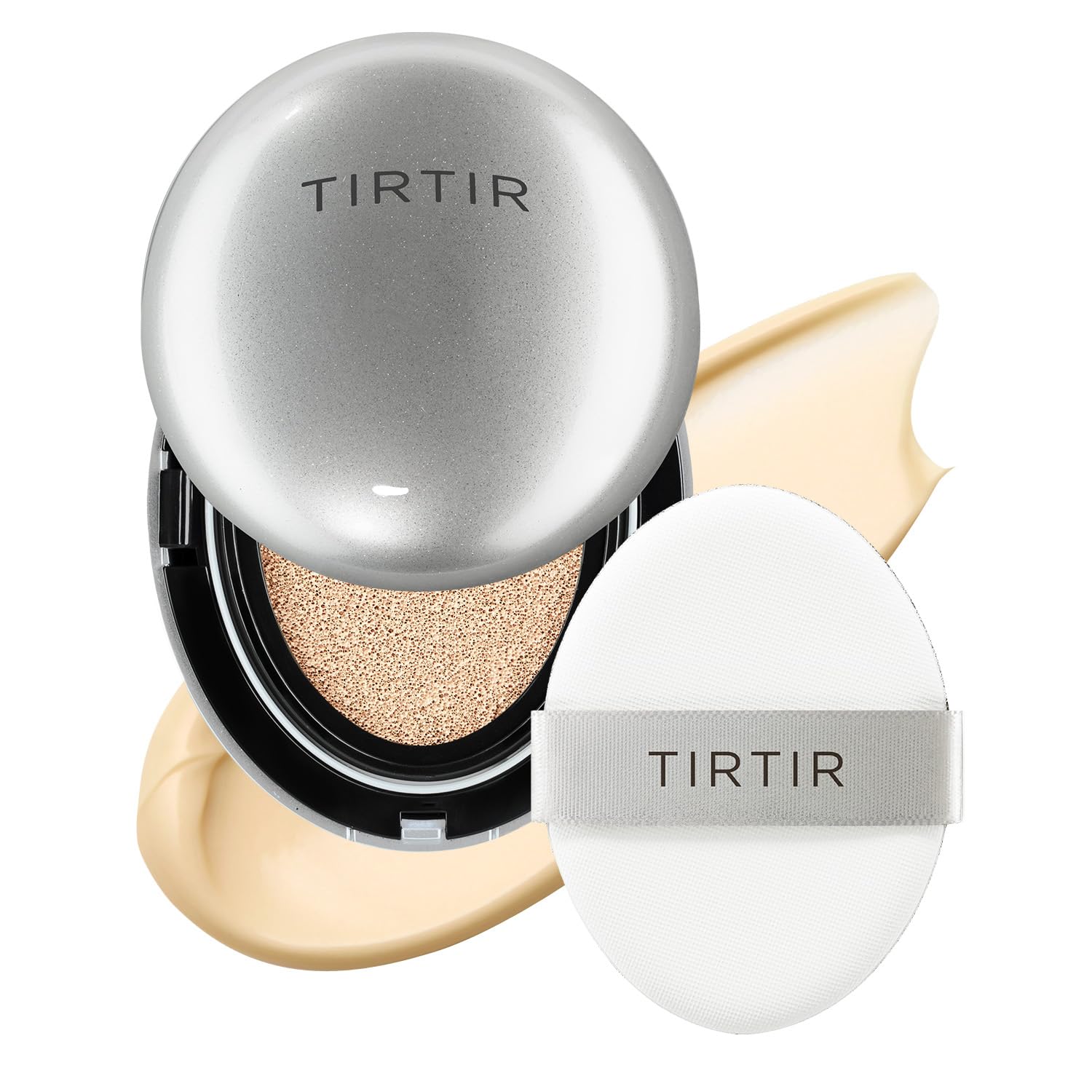 Photo 1 of TIRTIR Mask Fit Aura Silver Cushion Foundation | Semi-glow Finish, Natural Coverage, Moisturizing, Lightweight, Korean cushion foundation (#17W French Vanilla, Full Size, 0.63 Fl Oz)