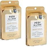 VOESH Pedi in a Box Glimmer - 2 Packs, Golden Vanilla, Pedi in a Box, Spa Pedicure Kit, Sparkly Pedicure, DIY Pedi, Foot Care, At-Home Pedi Products, Vegan Skincare