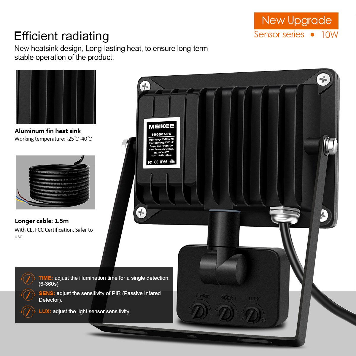 MK Security Lights with Motion Sensor, 10w Led Sensor Outdoor light, IP66 Waterproof Security Lighting, High Output 1000lumen, Super Bright LED PIR Floodlight, Ideal for Garden, Car park, Hotel and Forecourt, Daylight White