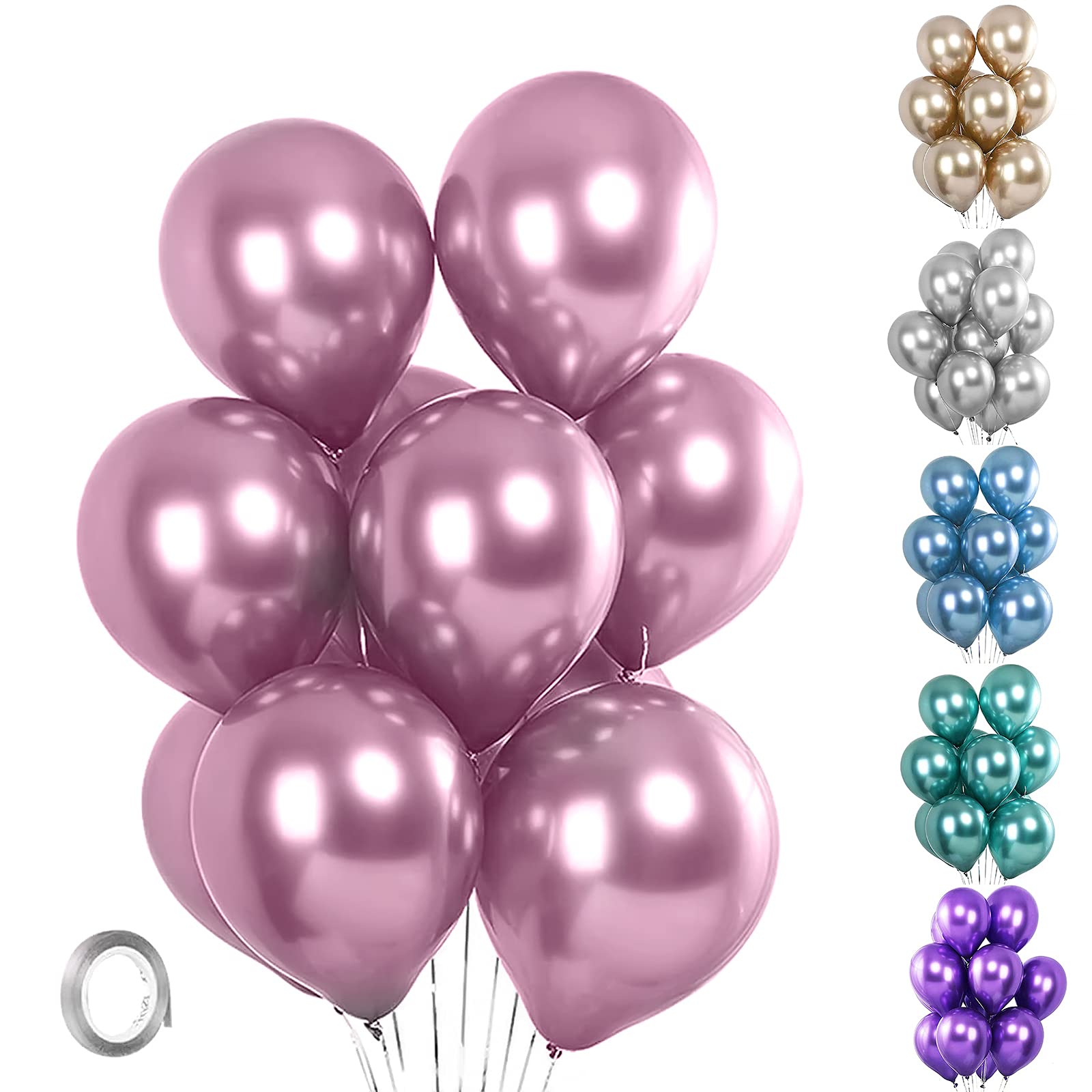 Unisun Metallic Balloons, 20 PCS 12 Inch Thick Chrome Metallic Pink Balloons Helium Shiny Balloon for Birthday Baby Shower Wedding Anniversary Festival Carnival Party Decorations (Pink)