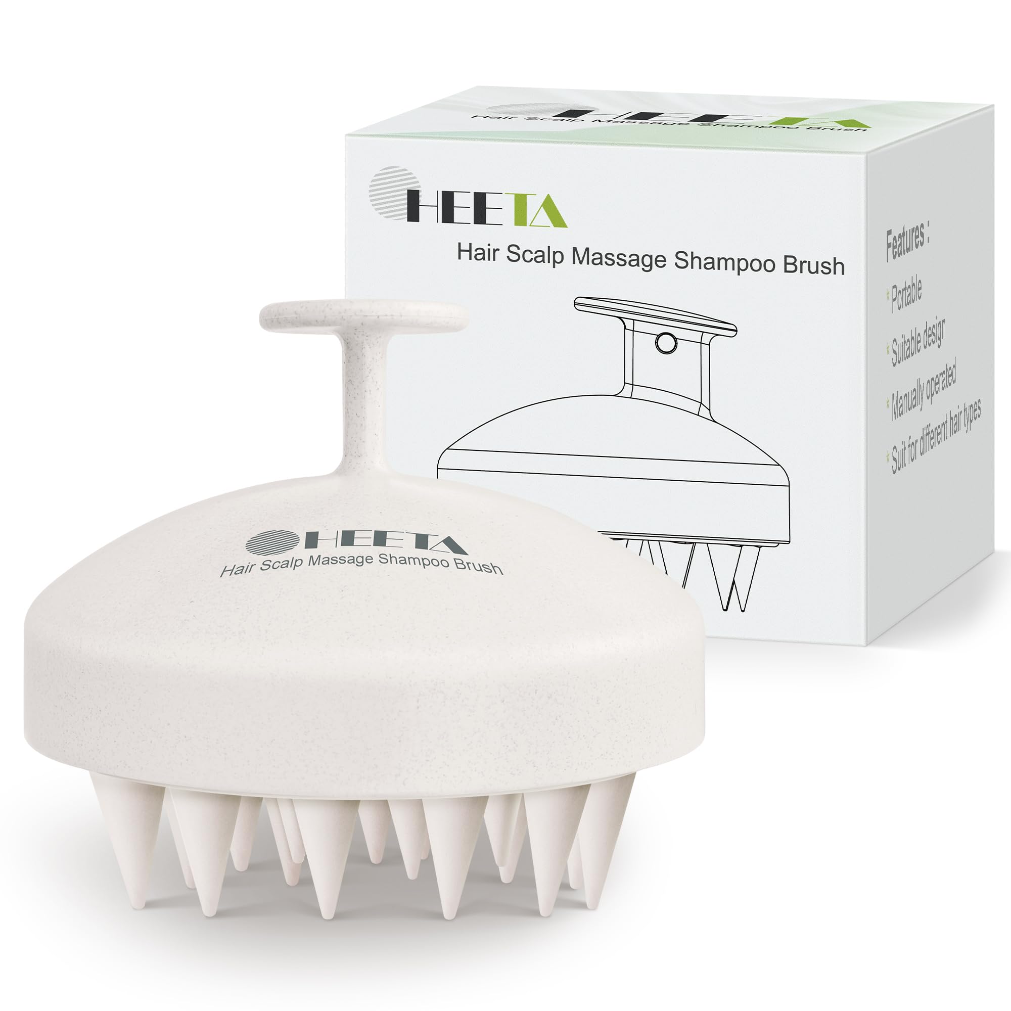 Photo 1 of HEETA Scalp Scrubber Shampoo Brush, Scalp Massager Tool for Hair Growth, Soft Silicone Bristles for Dandruff Removal Wet Dry Use Women Men Kids Pet, Fit All Hair Types Care, Beige