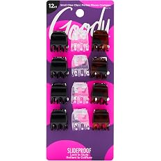 Goody Small Basic Half-Claw Hair Clips, 12-Count – 3-Prong Claw Clips for All Hair Types, Neutral Colors (Black, Tortoise, Cl