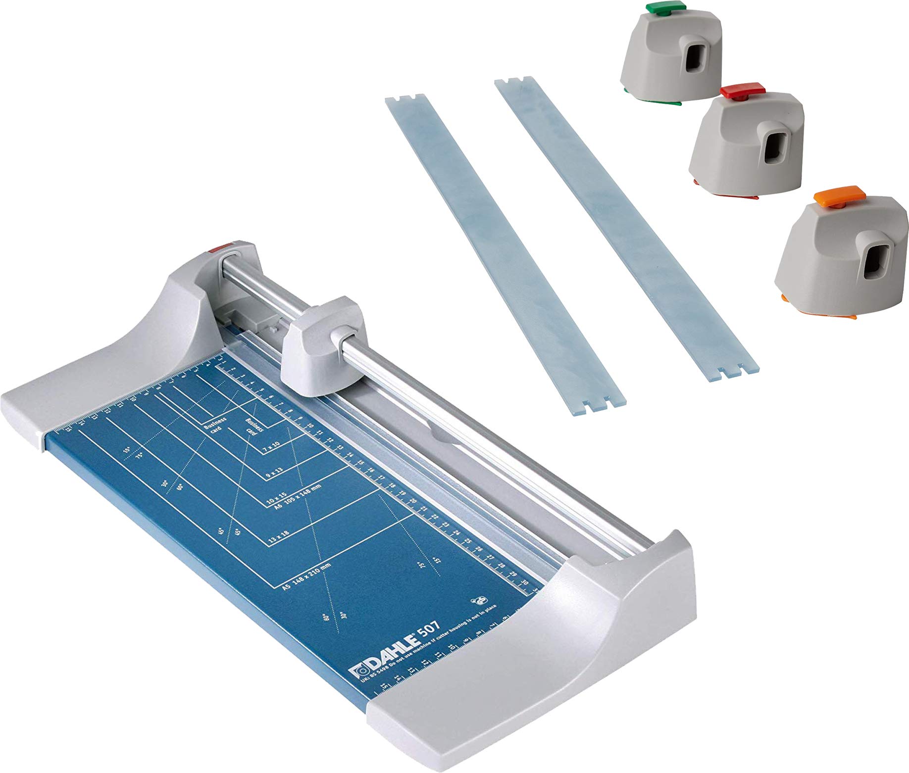 Dahle 507 Roll and Cut Cutting Machine (Paper Cutter with a Cutting Length of 320 mm, up to DIN A4), Blue (Blue | Creative Set)