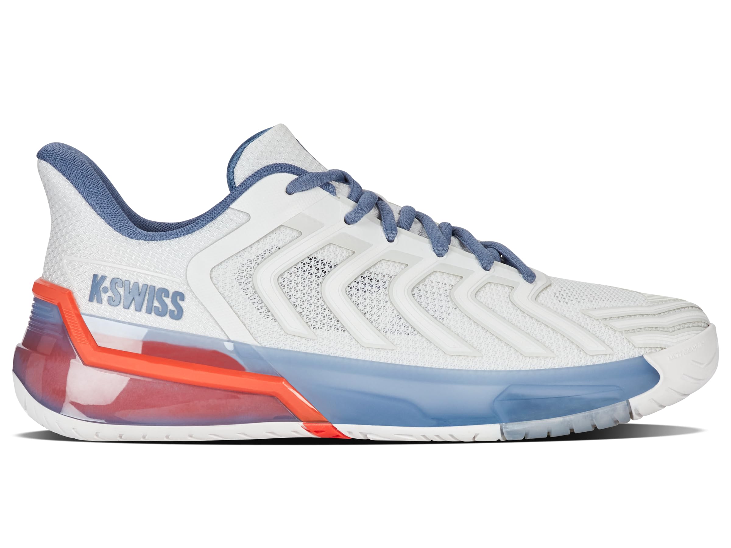 View 1 of ** HEAVILY USED**REFER TO PHOTOS**
K-Swiss Men's Ultrashot 4 Tennis Shoe, Lucent White/Infinity/Scarlet Ibis, 9 M