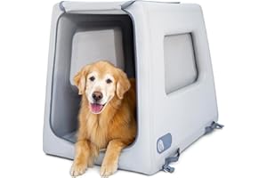 Diggs Enventur Large Inflatable Travel Dog Crate – Ultra-Light & Portable Dog Crate – Puncture-Resistant, Waterproof, Compact – Safe, Durable for Adventures & Travel - 40”L x 24”W x 30”H (Grey)