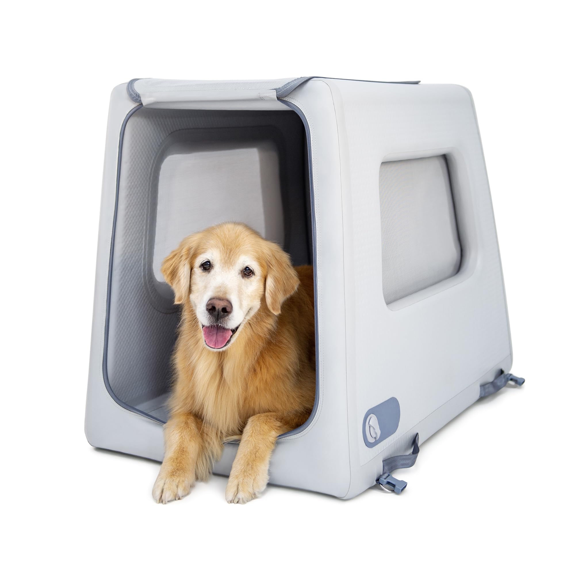 Photo 1 of Diggs Enventur Large Inflatable Travel Dog Crate – Ultra-Light & Portable Dog Crate – Puncture-Resistant, Waterproof, Compact – Safe, Durable for Adventures & Travel - 40”L x 24”W x 30”H (Grey)