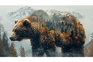 Moohue DIY Counted Stamped Cross Stitch Kits for Adults 14 Count Cross Stitch Patterns Animal Bear Printed Cross Stitch Kits for Adults (Animal Bear Forest)