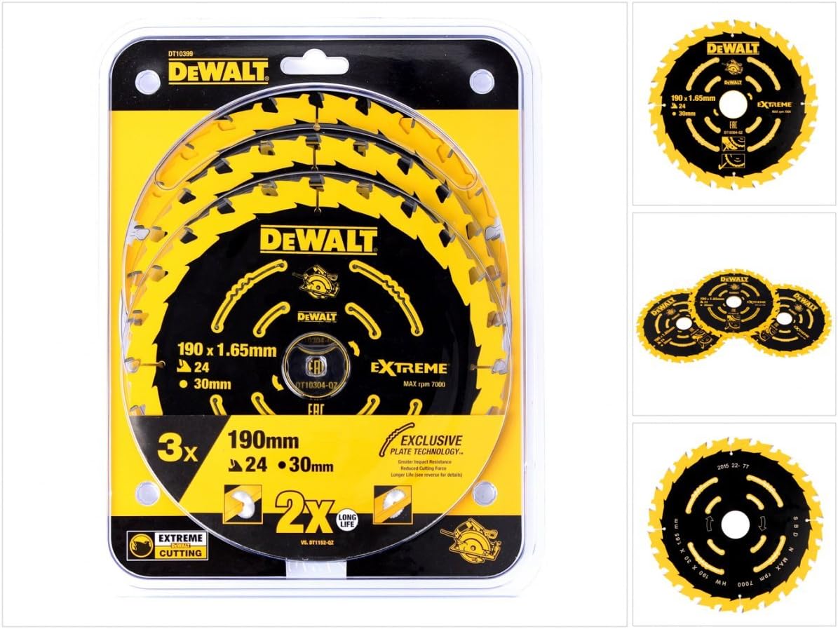 DEWALT Circular saw blades 3piece pack 190 x 30, DT10399QZ Amazon.co.uk DIY & Tools