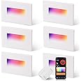 CLOUDY BAY 120V Indoor Outdoor Smart LED Step Lights, RGBCW Color Changing Stair Lights,3W 2700K-6500K,Hub Included,Compatible with Alexa and Google Home Assistant, 6 Pack