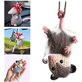Handmade Knitted Possum Car Charm, Cute Opossum Rearview Mirror Decoration, for Opossum Lovers