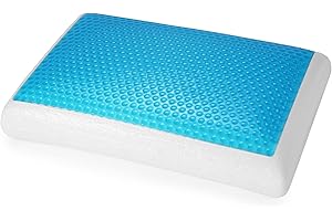 Modvel Gel Memory Foam Cooling Pillows Stomach Sleepers | Orthopedic Neck & Back Support for A Relaxed Sleeping Experience | Medium-Plush Feel (1-Pack, A White Gel Sleeping Pillow)