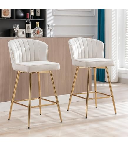 Swivel Bar Stools Set of 2,Modern Counter Height Bar Stools with Back and Golden Footrest,Adjustable Swivel Counter Stool,Velvet Upholstered Bar Chairs for Kitchen Island Bar Dining Room grey Swivel Bar Stools Set of 2,Modern Counter Height Bar Stools with Back and Golden Footrest,Adjustable Swivel Counter Stool,Velvet Upholstered Bar Chairs for Kitchen Island Bar Dining Room grey