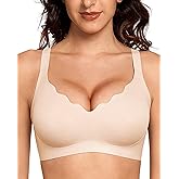 Gailife Scalloped Lift Bras Women Soft Jelly Push Up Wireless Bra Supportive V Neck No Underwire Seamless Tshirt Bralettes