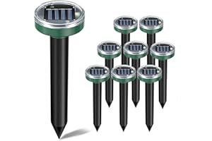 TIRGO 12PCS Mole Repellent Solar Powered & Snake Repellent for Yard, Ultrasonic Deterrent Groundhog, Gopher, Vole Sonic Mole Deterrent Spikes Outdoor for Lawn Garden & Yard