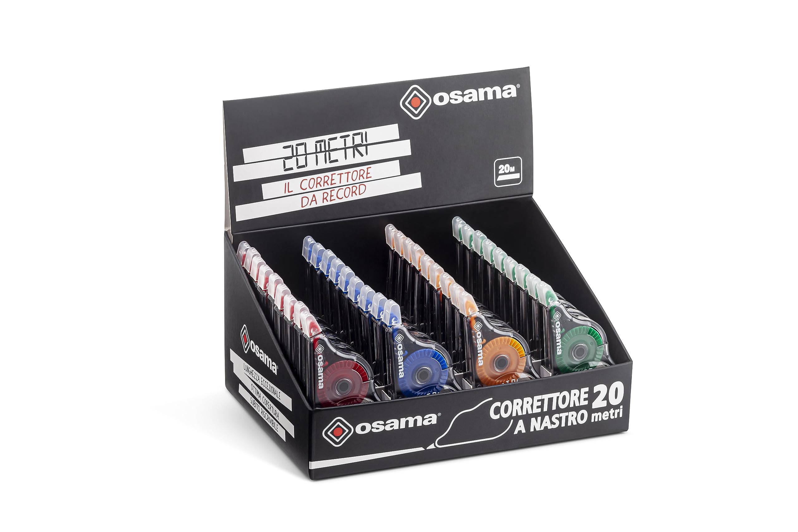 OSAMA - 36 Pieces, 20 Metres - Corrector Tape for School, Office and University Stationary - Useful Set for Stationery and School Stuff, Sliding and Covering, Multicolour