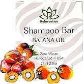 Relaxcation Batana Oil Solid Shampoo Bar for Hair Growth, Reduces Hair Loss, Hydrates Dry Hair, Improves Scalp Health, With Castor Oil, Jojoba, Argan & Aloe Vera, Handcrafted in USA, Travel-Friendly