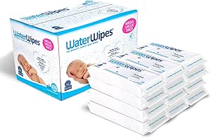 WaterWipes Original Baby Wipes, 99.9% Water, Unscented &amp; Hypoallergenic for Sensitive Newborn Skin, 60 Count (Pack of 12)