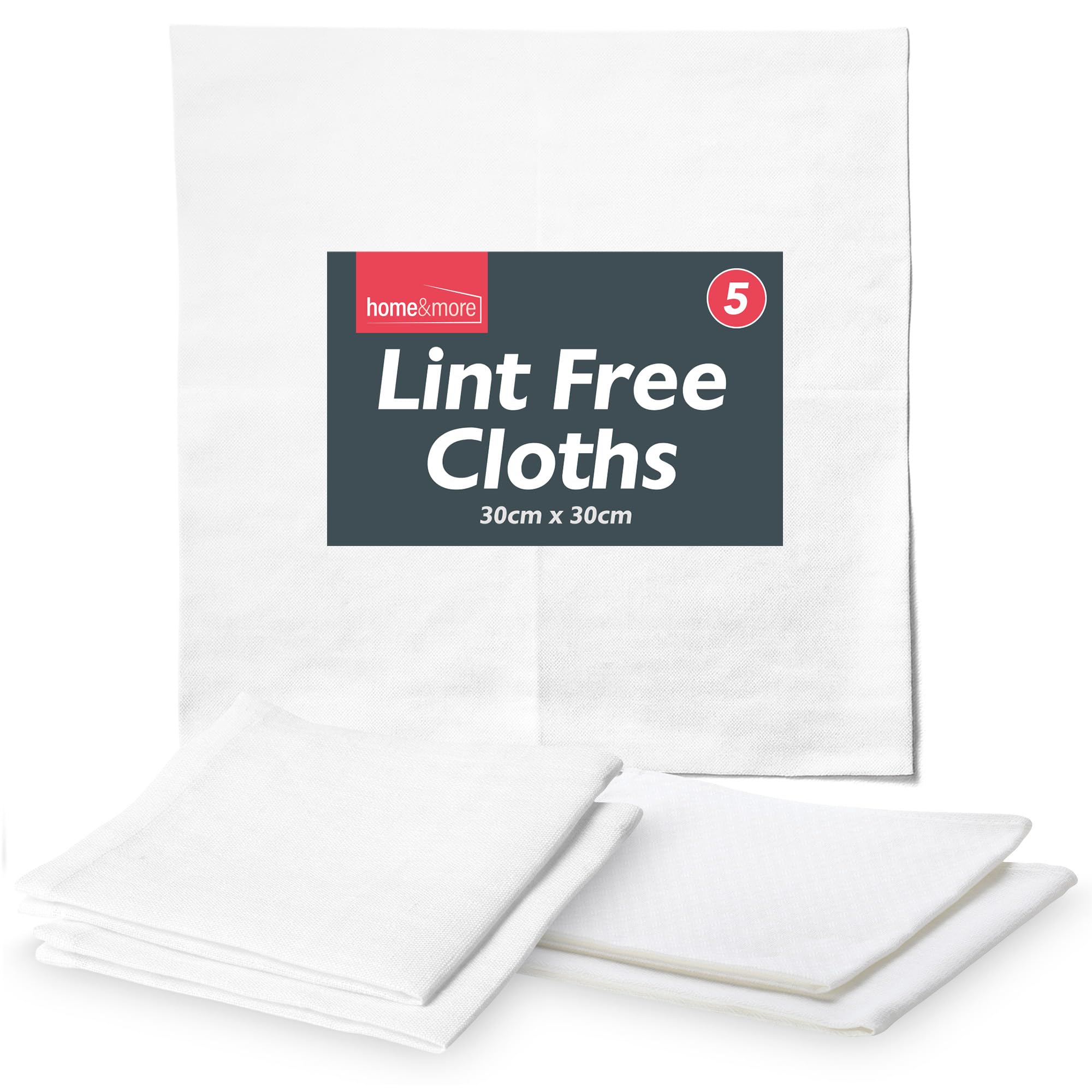 SOL 5pk Lint Free Cloth, 30cm x 30cm Microfibre Reusable Cleaning Cloths for Oiling Wood, Polishing Glass or Metal, Wiping Screens, Soft Fabric Dye Rags for Kitchen, Home, Auto and Surface Cleaning