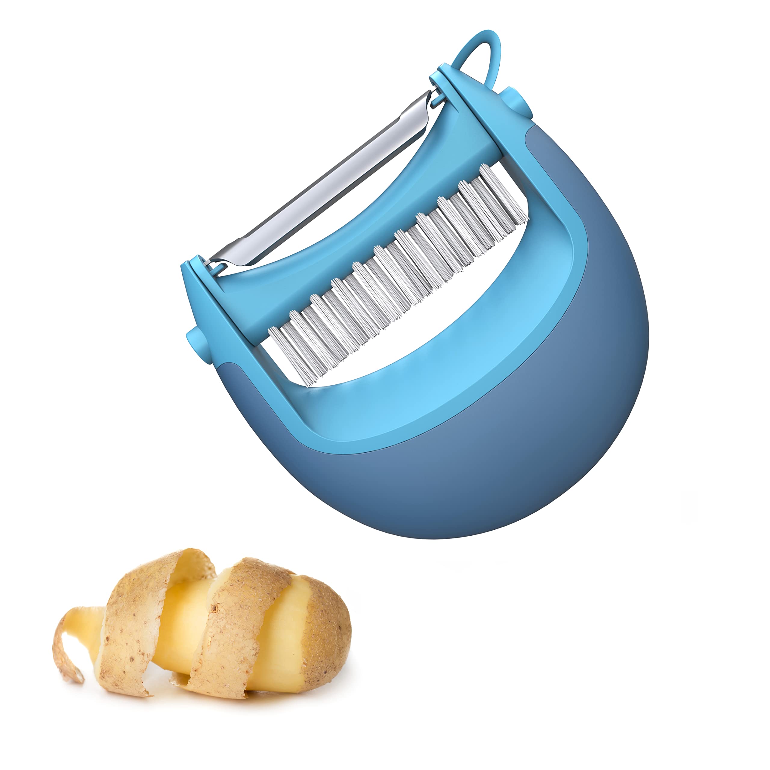 Empava Potato Peeler with Brush, Vegetable, Easy, Speed and Multifunctional Peeler, Blue