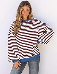 UEU Womens Oversized Colorblock Sweatshirt Casual