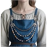 L'VOW Viking Apron Brooch Cloak Clasp Brooches with Bead Chain for LARP Cosplay Costume Norse Accessories