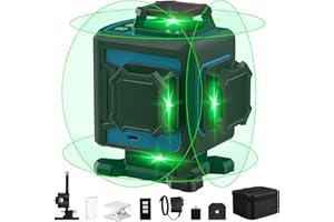 OMMO Laser Level, 16 Lines Green Laser Level Self Leveling Tool, 150ft Laser Level 360 Line Laser Two Vertical and Two Horizontal Lines with 3600mAh Built-in Battery/Remote Control