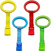 4 Pcs Baby Playpen Pull up Rings, 4 Color Baby Crib Pull up Rings | Baby Walking Exercises Assistant Rings, Baby Bed Stand Up Rings Baby Cot Hanging Rings for Infant Baby Toddler