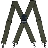 MELOTOUGH Men's Suspender 1.5/2 Inch Wide Suspenders Full Elastic X Back Suspender with Snap Hooks