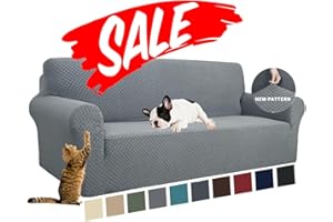 YEMYHOM Couch Cover Latest Jacquard Design High Stretch Sofa Covers for 3 Cushion Couch, Pet Dog Cat Proof Slipcover Non Slip Magic Elastic Furniture Protector (Sofa, Light Gray)