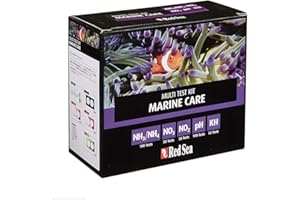 Red Sea Marine Care Test Kit - High Accuracy Water Tests for Ammonia, Nitrate, Nitrite, pH & Alkalinity - Essential for Saltwater Aquarium Health