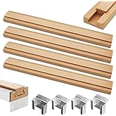 Wood Drawer Slides 4PCS 16 Inch Wooden Drawer Rails Classic Wood Center Guide Track with Metal Slide Glides Bracket Drawer Glides Rails Replacement Kit