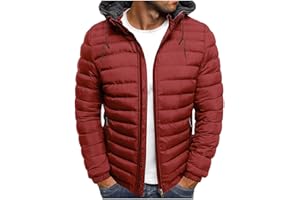 lcziwo Men's Winter Jacket Big and Tall Lightweight Zip up Puffer Quilted Jackets Casual Loose Padded Warm Hooded Coats