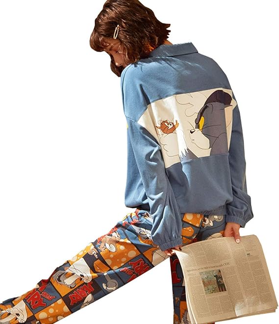 Amazon Co Jp レディース パジャマ Tom Jerry 上下セット 長袖 かわいい トムとジェリー 寝間着 ルームウェアセット ロングパンツ 通気 大きいサイズ 薄い 春 夏 秋 冬用 服 ファッション小物