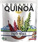 Happy Andes Red Organic Quinoa 3 lbs - Non Gluten, Whole Grain Rice Substitute - Ready to Cook Food for Oats & Seeds Recipes - Healthy Meal with Vitamins & Protein - Best Value Grocery Bag